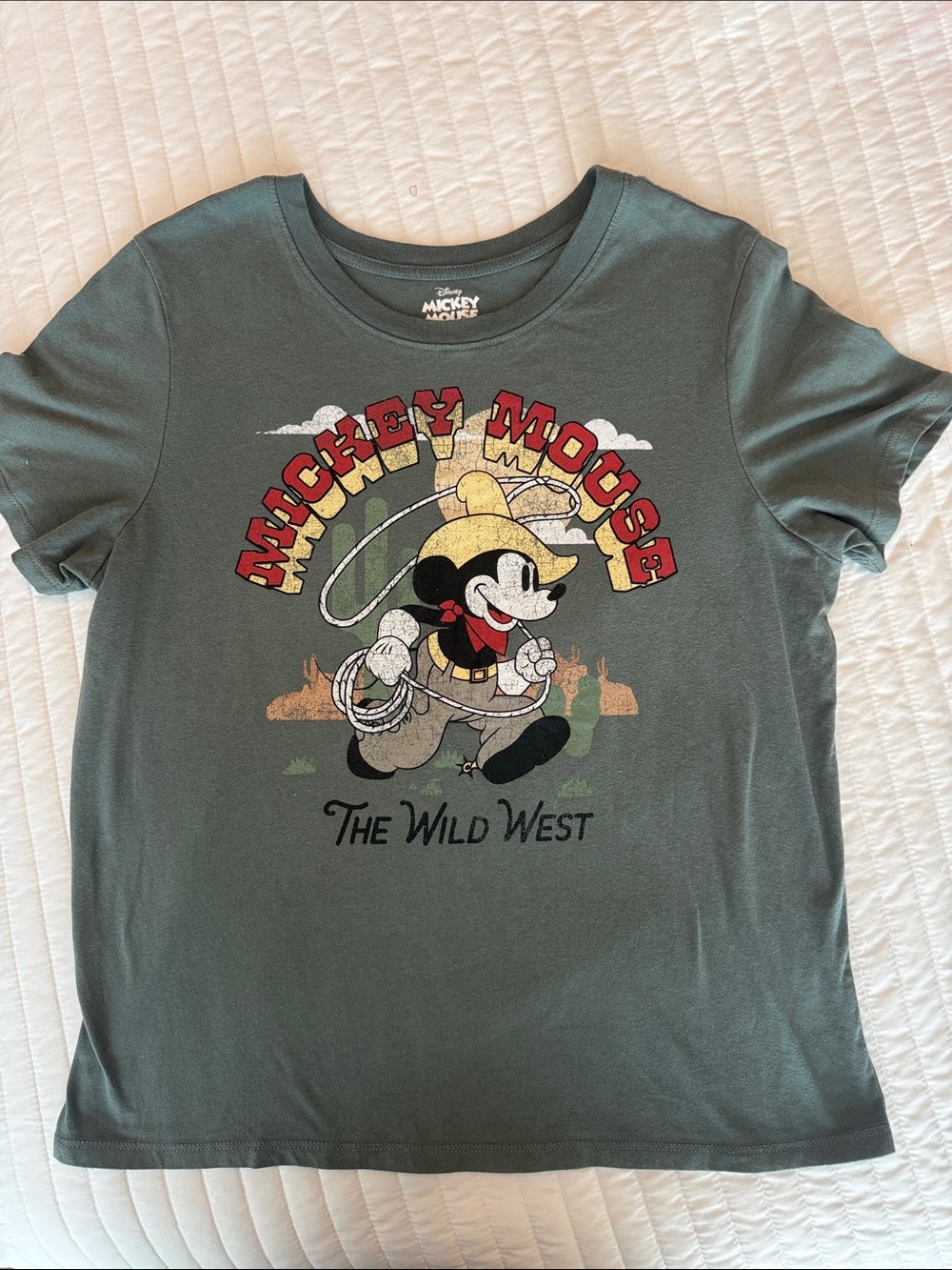 Disney Mickey Mouse Wild West Graphic Tee - Sage Green